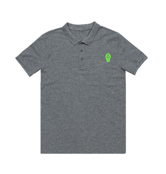 Heather Grey Necron Green Icon Polo Shirt