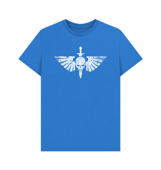 Bright Blue Space Marines Battleworn Insignia T Shirt