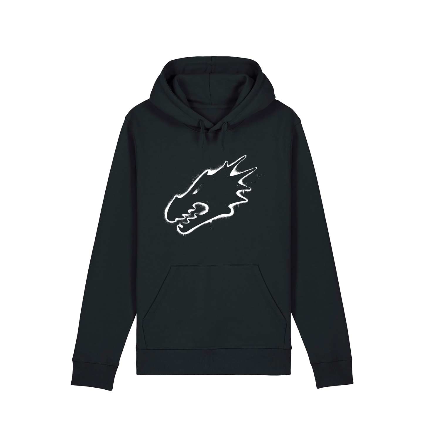Black Printed Hoody Front