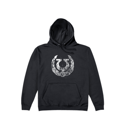 Deep Black Printed Hoody Front