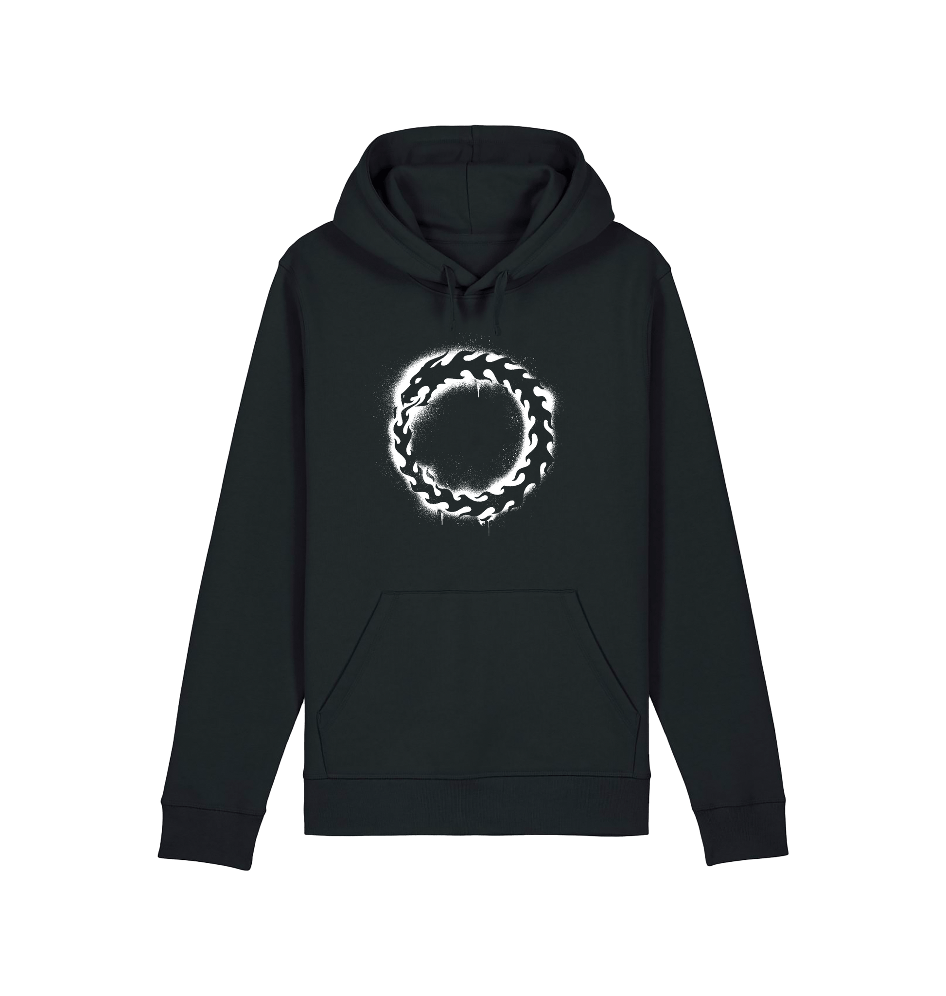 Black Printed Hoody Front