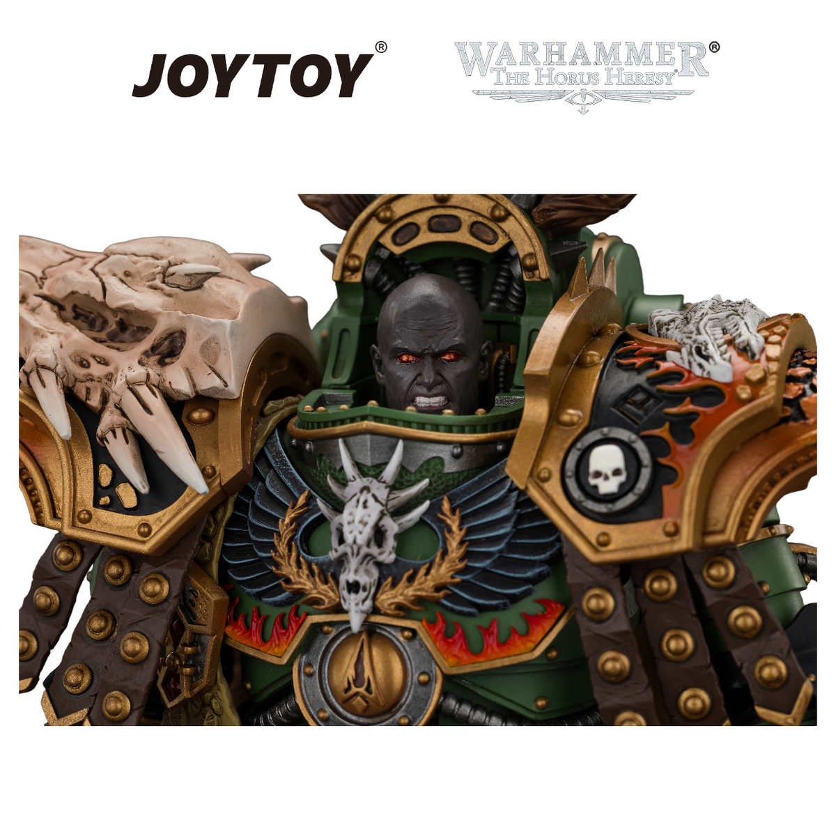 JOYTOY Warhammer The Horus Heresy - Salamanders, Vulkan, Primarch of the XVIIIth Legion with Dawnbringer, The Furnace's Heart and Dragon's Breath Gauntlet (1/18 Scale) Preorder & Exclusive T Shirt USA