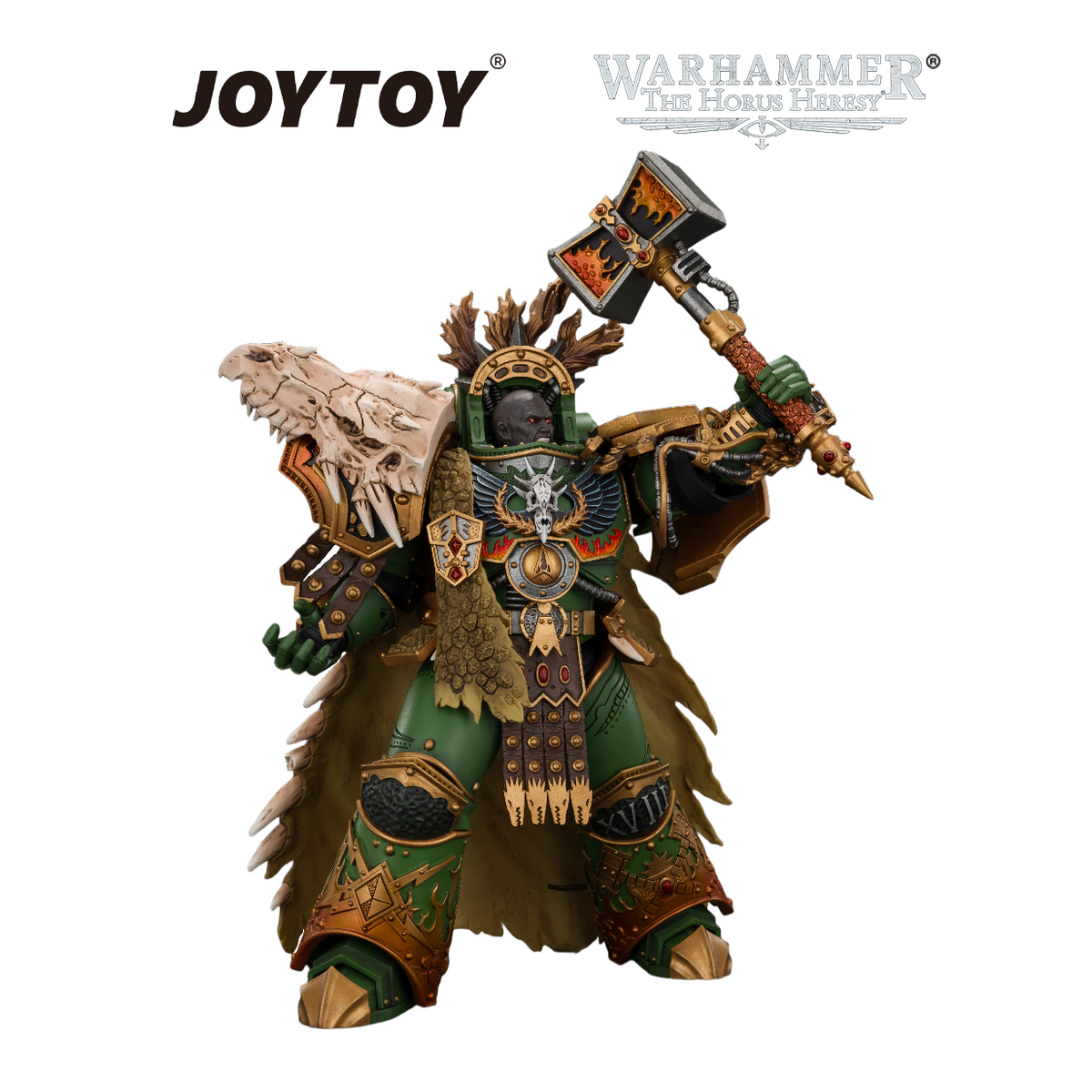 JOYTOY Warhammer The Horus Heresy - Salamanders, Vulkan, Primarch of the XVIIIth Legion with Dawnbringer, The Furnace's Heart and Dragon's Breath Gauntlet (1/18 Scale) Preorder & Exclusive T Shirt