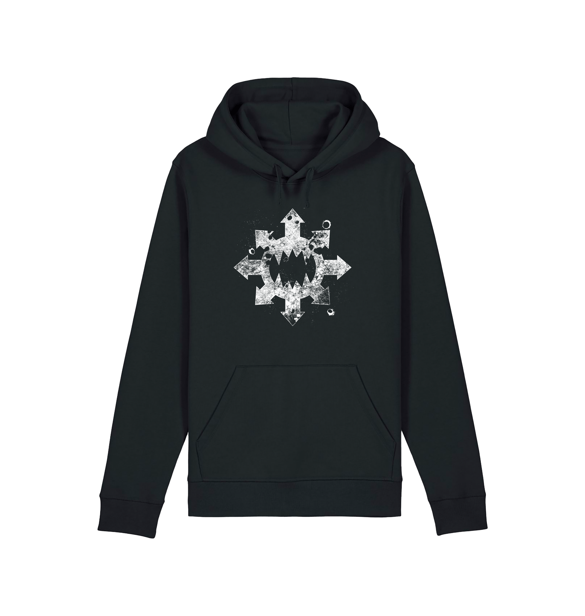 Black Printed Hoody Front