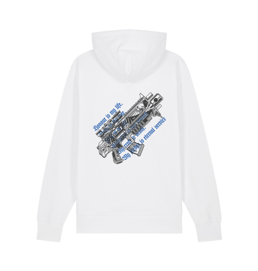 White Printed Sweater Back